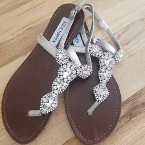 NEW Steve Madden leather jeweled sandals, sz 8